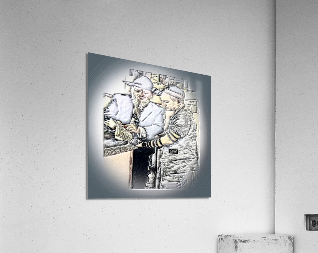 helping a young man with TEFILIN 1 Acrylic Print