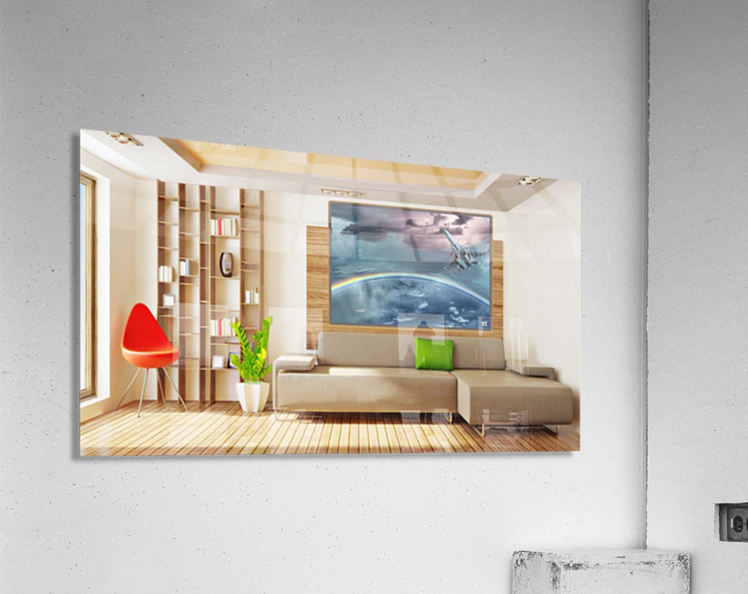 Art rainbow storm   on wall 1 Acrylic Print