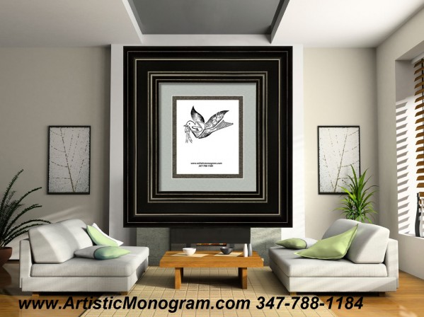 art   monogram   dove Print