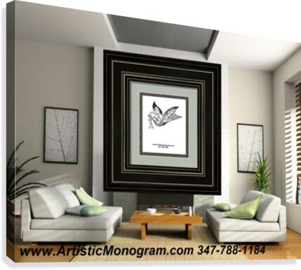art   monogram   dove Canvas Print