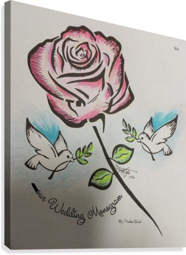 Art Monogram Rose Color 1 Canvas Print