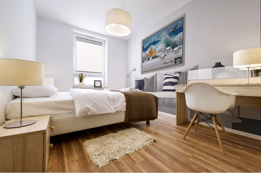 monogram art   israel ocean 1 FOR DSPLAY ONLY in room setting Mural print