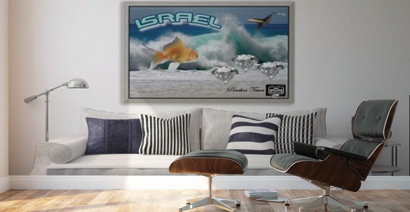 monogram art   israel ocean 1 FOR DSPLAY ONLY in room setting Wall Murals