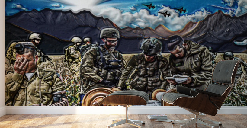 art   soldiers reading TORAH  AA Wall Murals