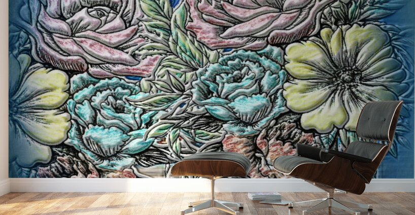 art flowers on sky bckgrnd 2 Wall Murals